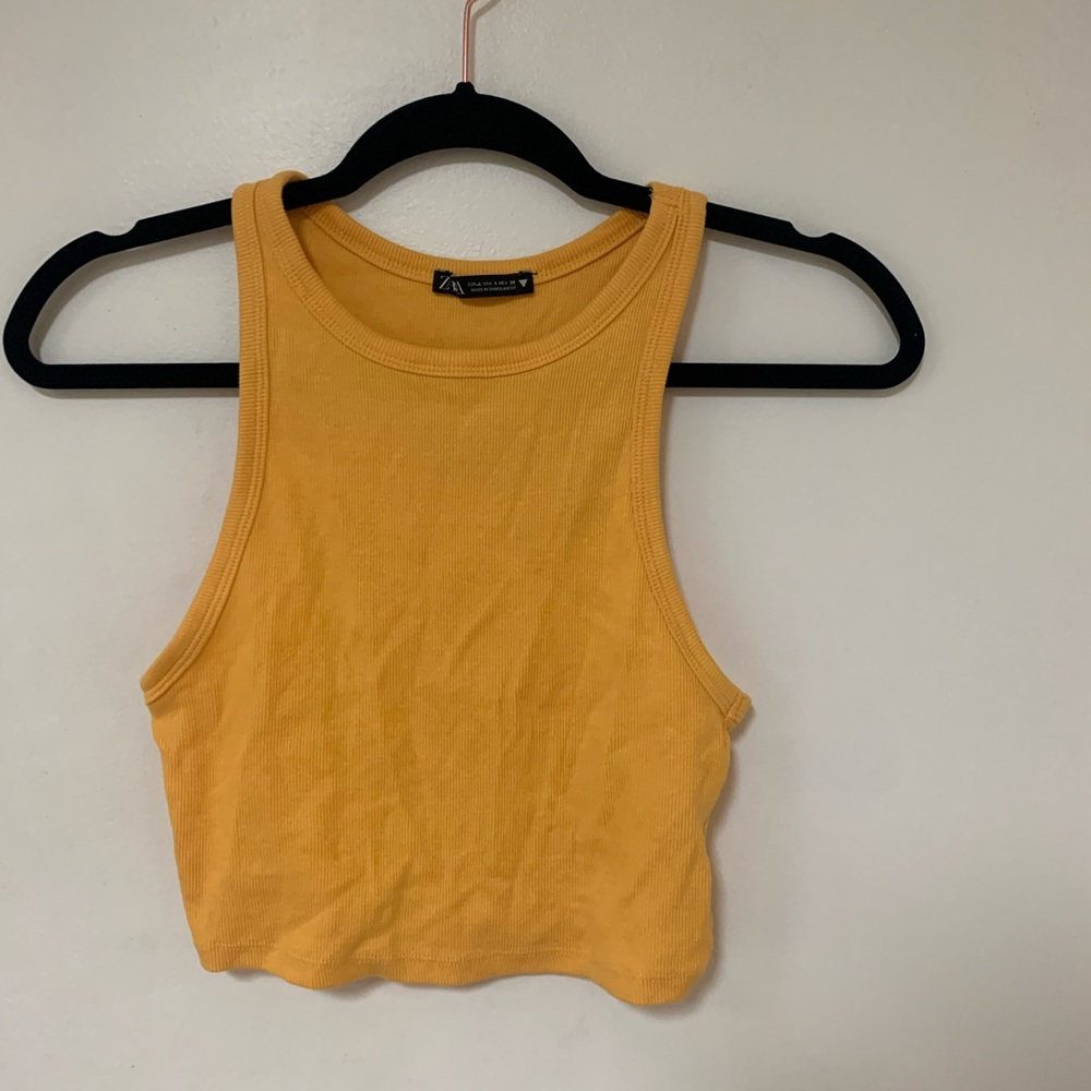 Zara Ribbed T-Shirt Orange Tank Top